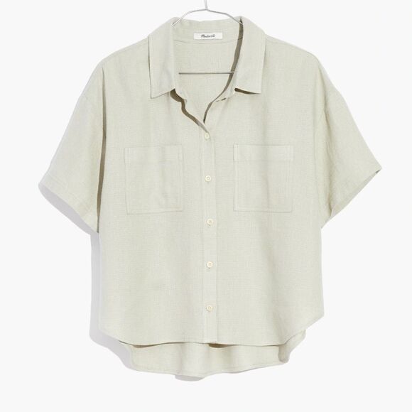 Madewell Breezewoven Beachside Shirttail Top in Ashen Sage L - Picture 2 of 7